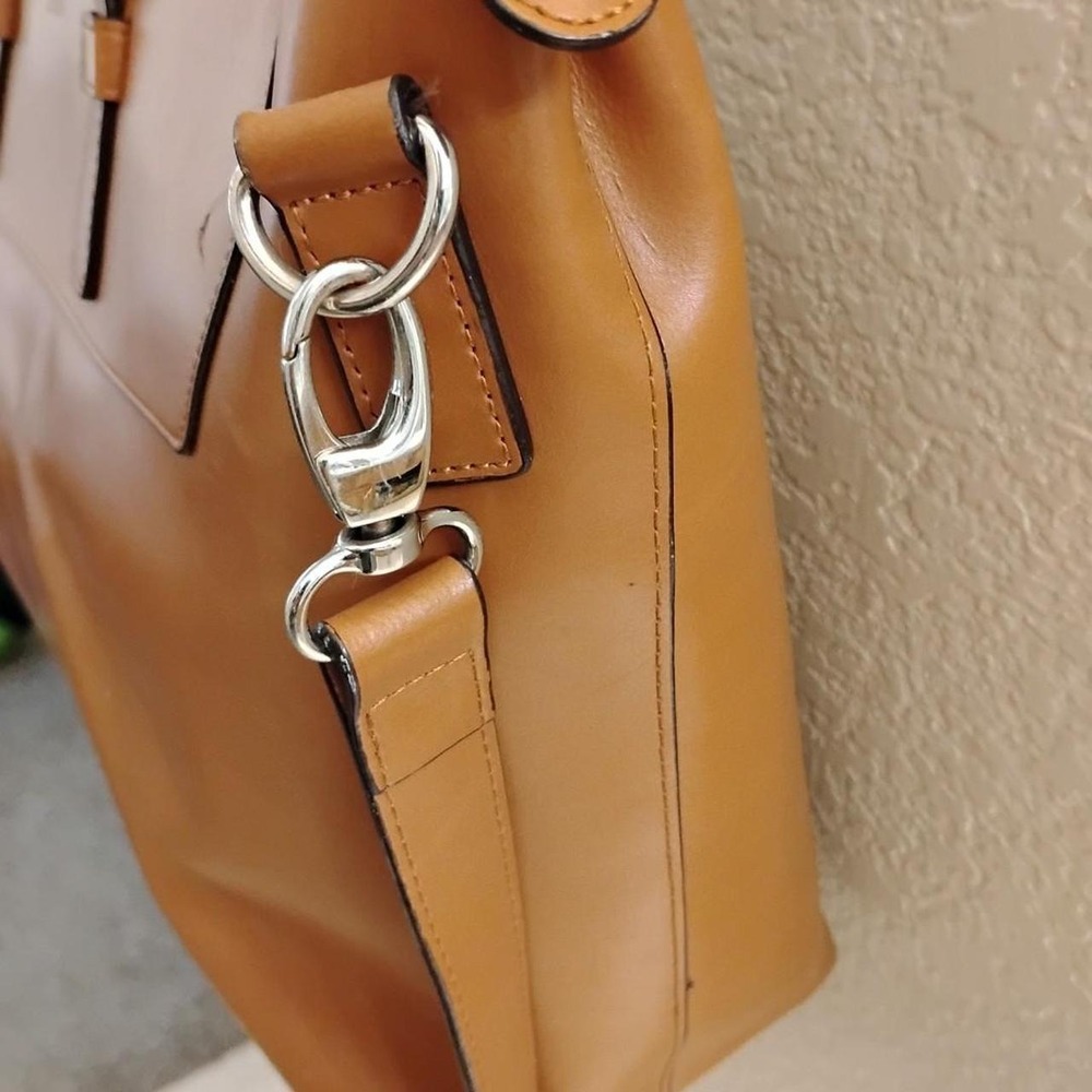 '🤎Lodis Audrey Wilhelmina Tan Leather Work Satchel Tote Bag🤎 Sleek, minimalist - Picture 3 of 7